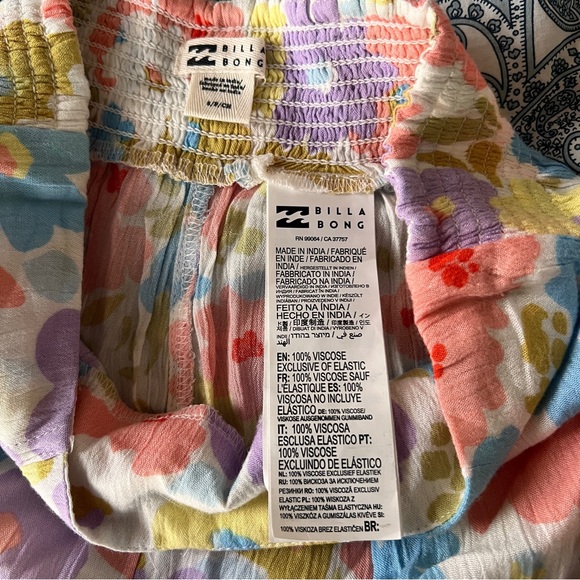 Billabong Womens Split Spirit Floral Pants White Multi SZ S New - Picture 9 of 9